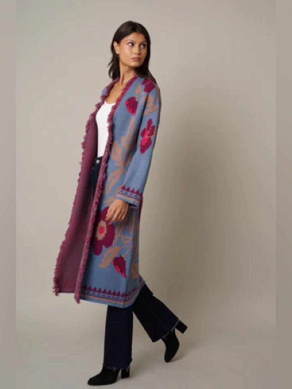 Cyrus Size XL Longline Fringe Duster Cardigan
